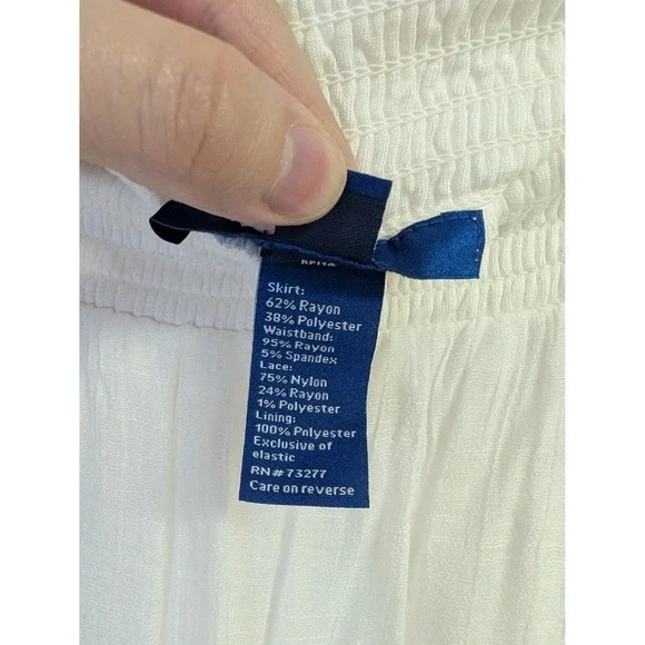 Apt. 9 Lace Trim Midi‎ Skirt Flowy Fairy Ethereal Boho Rayon Blend White XXL NWT - Picture 5 of 8